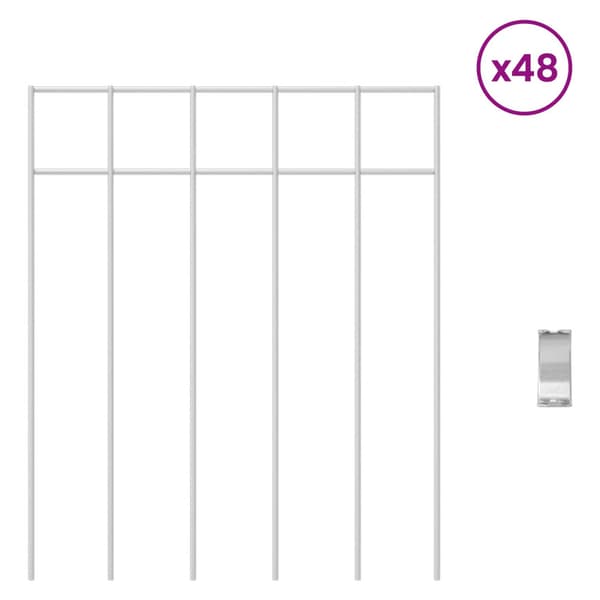 Trädgårdsstängselpanel 48 pcs Galvaniserat stål Silver