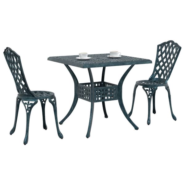 Trädgårdsbord Set 3 pcs Grön Gjutet Aluminium