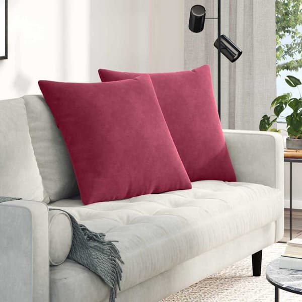 Sofakuddar 2 pcs Vinröd 80 x 80 cm Kordread tyg