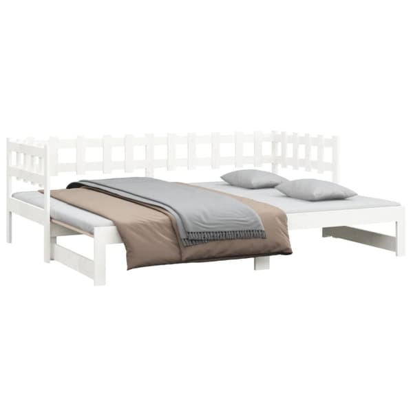 Utdragbar dagbädd vit 2x(90x200) cm massiv furu