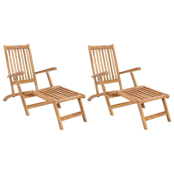 Fällbar Däck Stol 2 pcs Naturlig Massivt teakträ