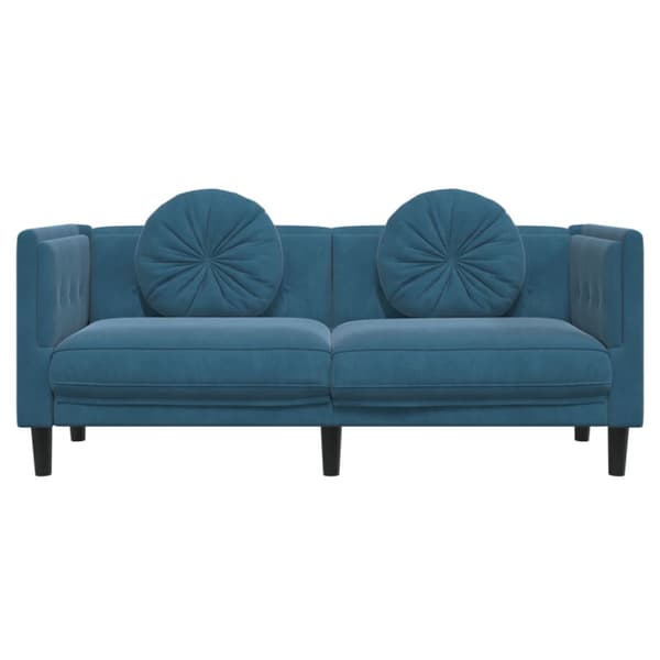 Soffa med kuddar 2-sits blå sammet