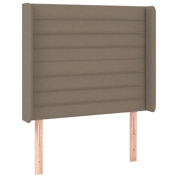 Ramsäng med madrass & LED taupe 90x190 cm tyg