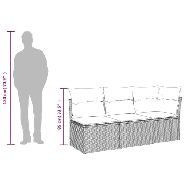 Trädgårdsoffa med kudde Grå 172 x 62 x 69 cm Poly rattan