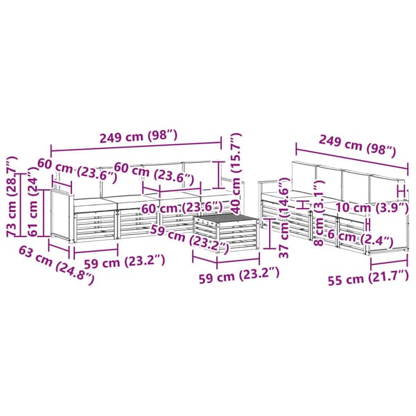 Soffgrupper med kudde 9 pcs Massivt Akaciaträ