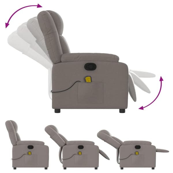 Massagefåtölj taupe tyg