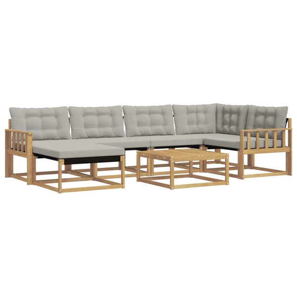 Utomhussoffset 7 pcs Vit och ljusgrå 79 x 79 x 37 cm
