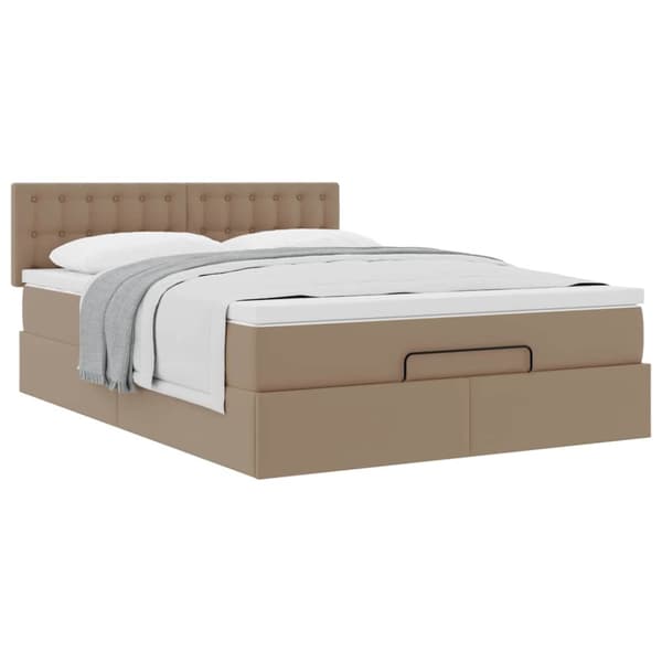 Ottoman sängram med madrass cappuccino 140x190 cm konstläder