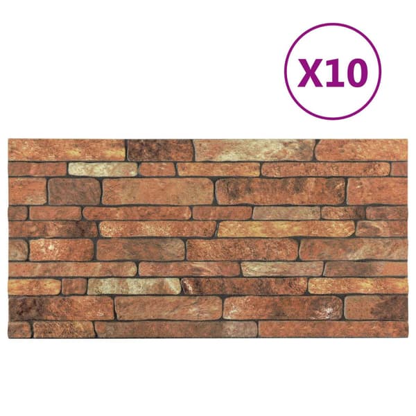Väggpaneler 10 pcs Brun och vit 100 x 50 cm EPS Skum