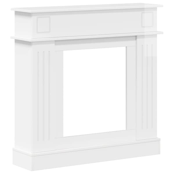 Eldstadsram Vit högglans 102 x 26 x 100 cm Konstruerat trä