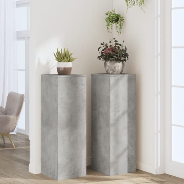 Växtställ 2 st betonggrå 33x33x100 cm konstruerat trä