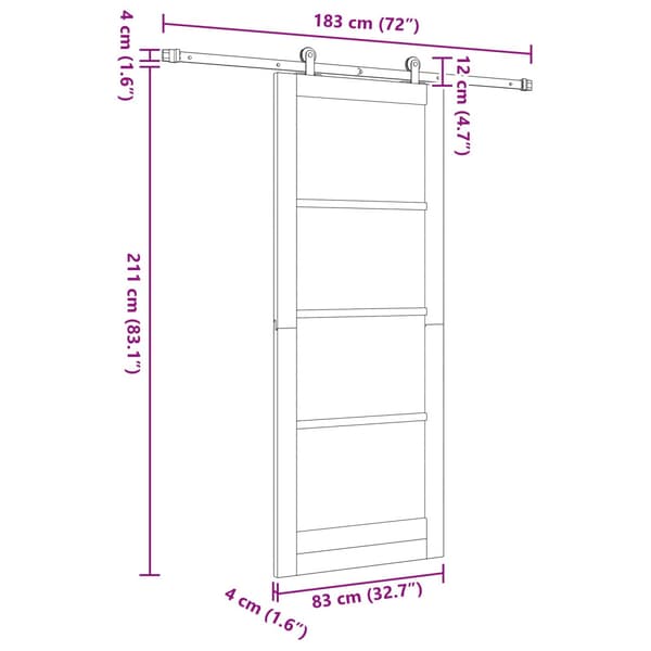Skjutdörr 83 x 211 cm Konstruerat trä Vit