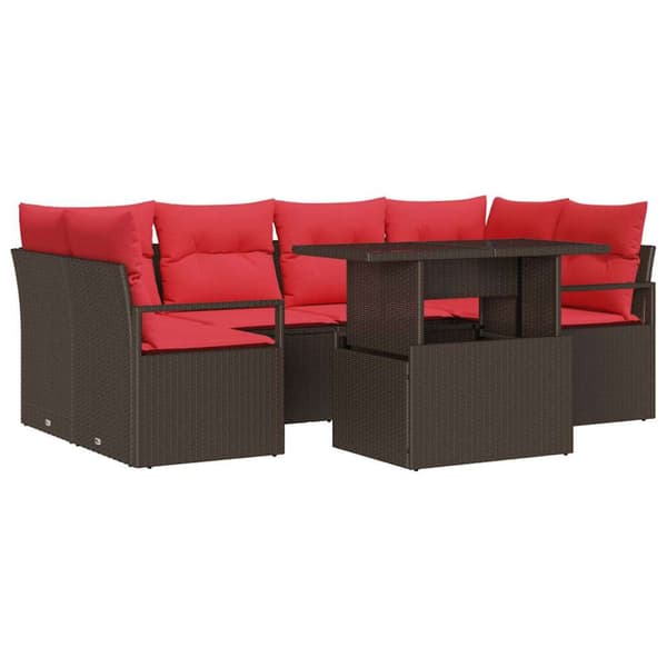 Trädgårdsoffset 7 st Brun Poly rattan