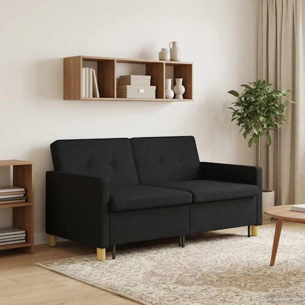 Pull Out Sofa Bed Svart Tyg