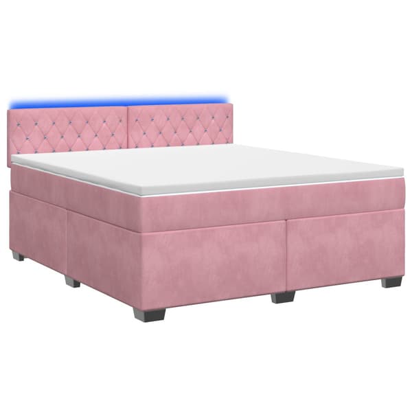Boxspring säng med madrass och LED Rosa 160 x 200 cm Sammet