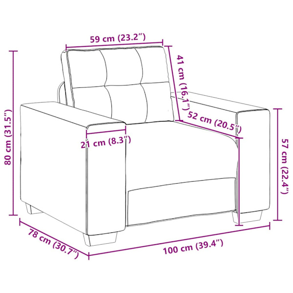 Soffstol gräddvit 100x78x80 cm sammet