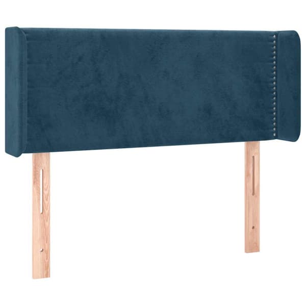 Sänggavel LED mörkblå 103x16x78/88 cm sammet