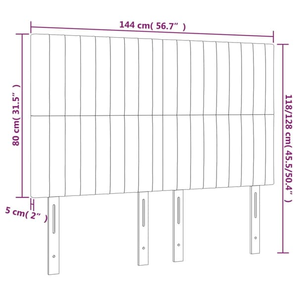 Sänggavel LED mörkblå 144x5x118/128 cm sammet