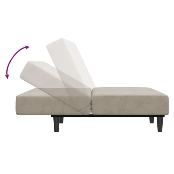 Bäddsoffa 2-sits ljusgrå sammet