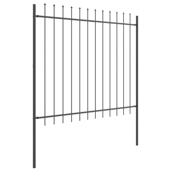 Trädgårdsstängsel 4 pcs Grå 6,8 x 1,5 m Pulverlackerad stål