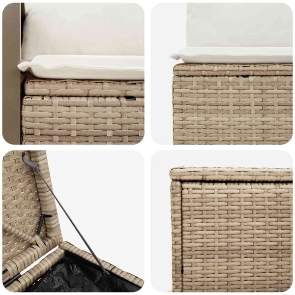Soffset 7 st Beige och krämvit Poly Rattan och stål