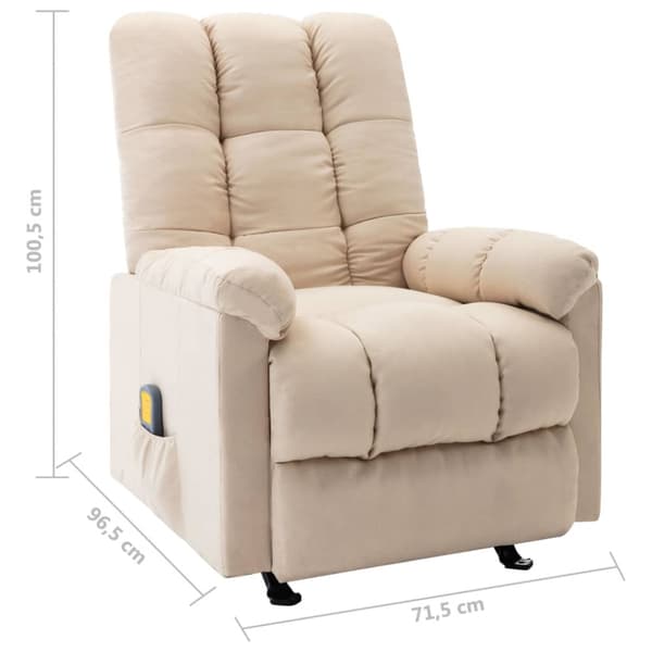Massagefåtölj gräddvit tyg