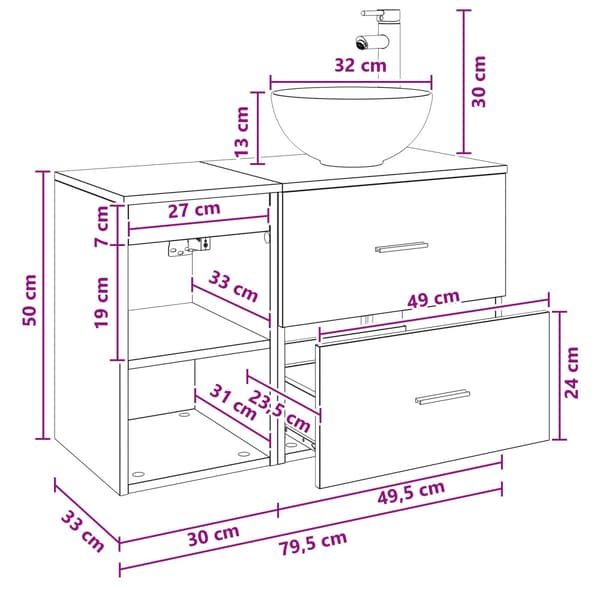 Badrumsmöbelset 2 pcs Gammalt trä Konstruerat trä