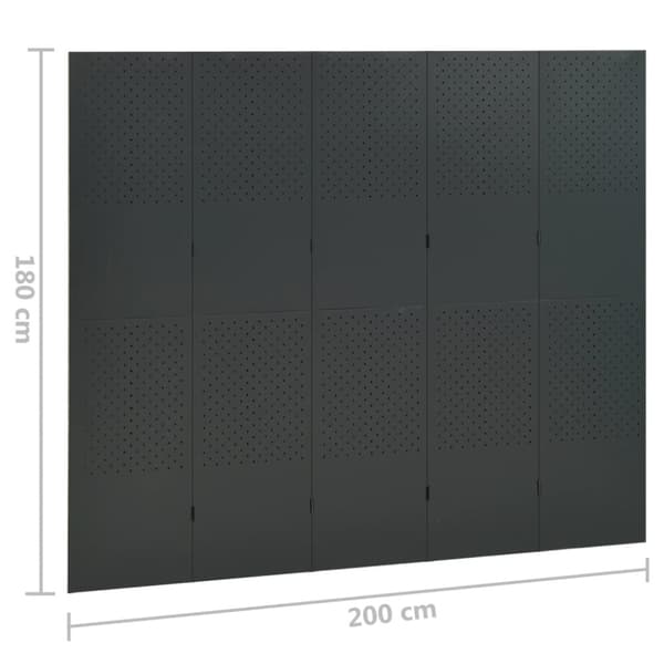 Rumsavdelare 5 paneler antracit 200x180 cm stål