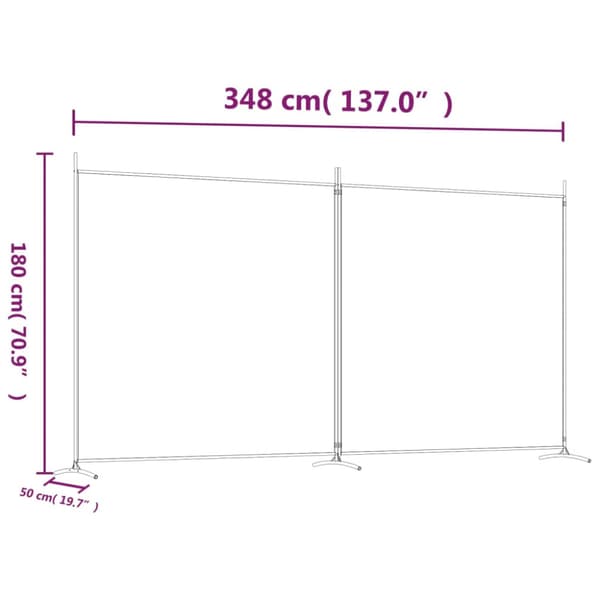 Rumsavdelare 2 paneler brun 348x180 cm tyg