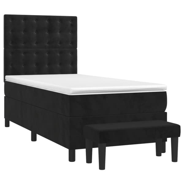 Ramsäng med madrass svart 90x200 cm sammet