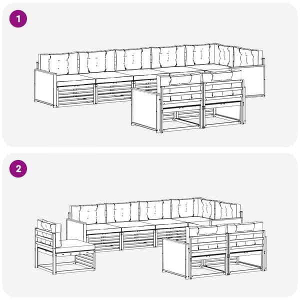 Utomhussoffset med kudde 8 pcs Naturlig och ljusgrå