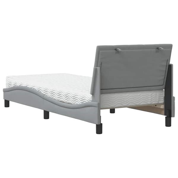 Bed with Mattress "Hanko" Light Grey 80x200 cm Fabric