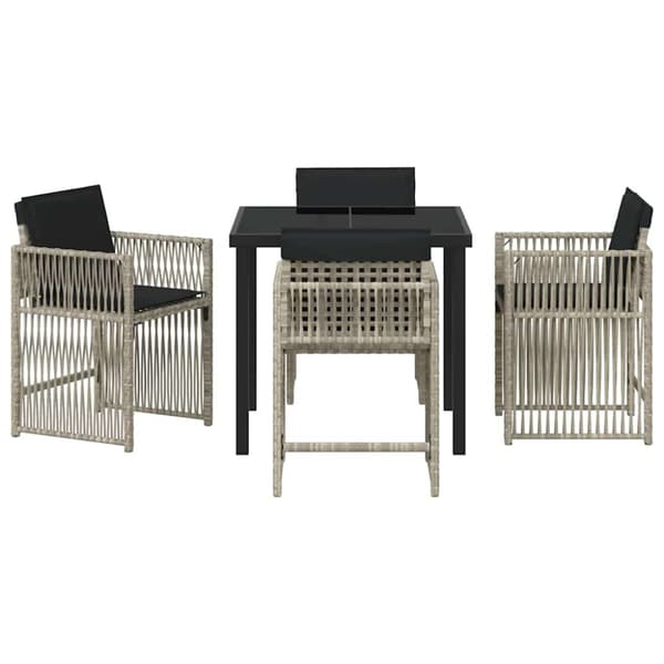 Trädgårdsmöbelset 5 pcs Ljusgrå konstrotting