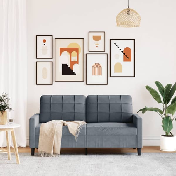 Soffa 2-sits mörkgrå 140 cm sammet
