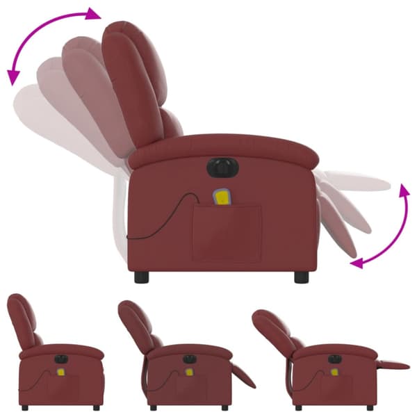 Elektrisk massagefåtölj vinröd konstläder