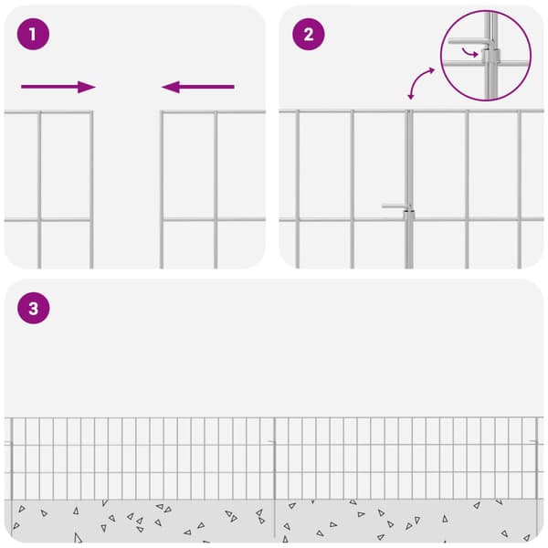 Trädgårdsstängsel med pålar 12 pcs 95 x 30 cm Mesh Silver