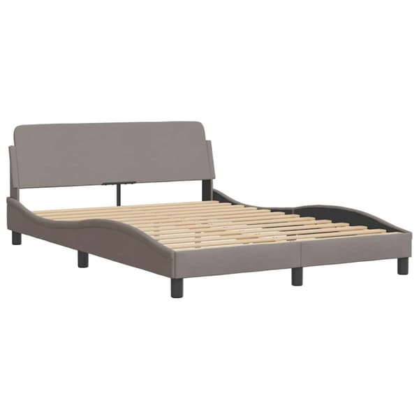 Bed Frame with LED without Mattress Taupe 140x190 cm Fabric