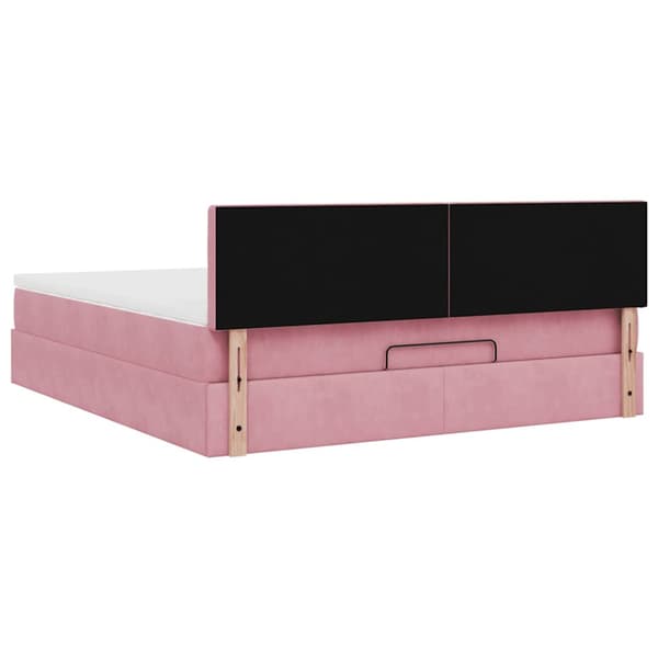 Ottoman sängram med madrass rosa 180x200 cm sammet