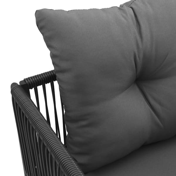Stol med kudde 4 pcs Svart och Anthracit PE Rattan
