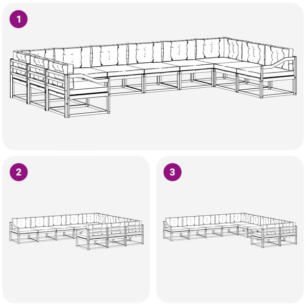 Utomhussoffset med kudde 10 pcs Vit och antracit