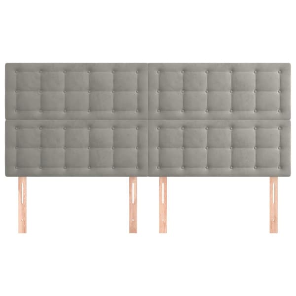 Sänggavel ljusgrå 200x5x118/128 cm sammet