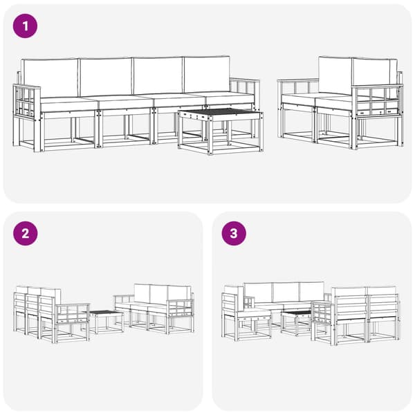 Utomhussoffset med kudde 7 pcs Vit och Beige