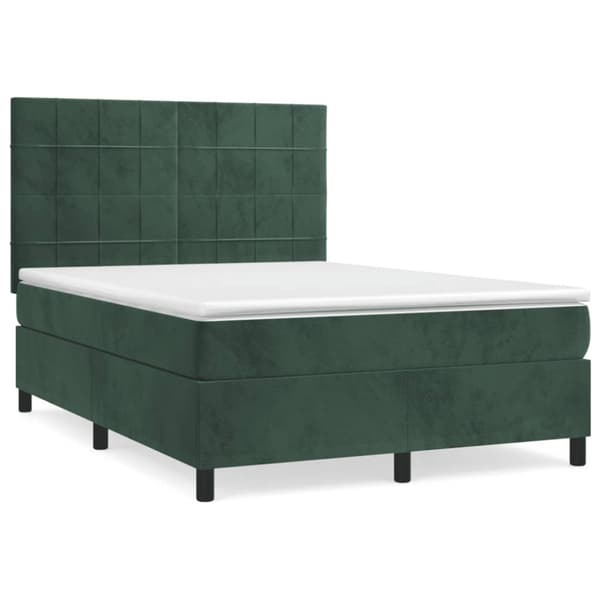 Ramsäng med madrass mörkgrön 140x190 cm sammet