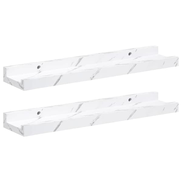 Vägg hylla Väggmonterat 2 pcs Vit marmor 40 x 9 x 3 cm