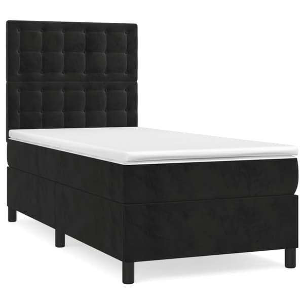Ramsäng med madrass svart 100x200 cm sammet
