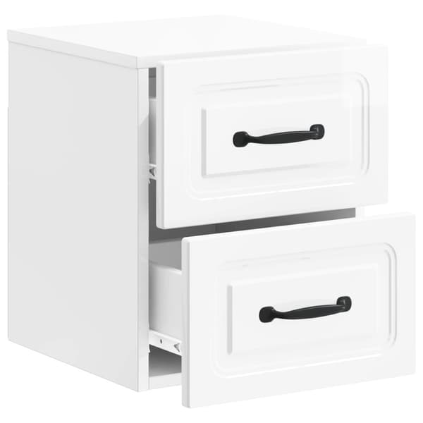 Väggmonterat Sängbord 2 pcs Vit högglans 34,5 x 33 x 40 cm