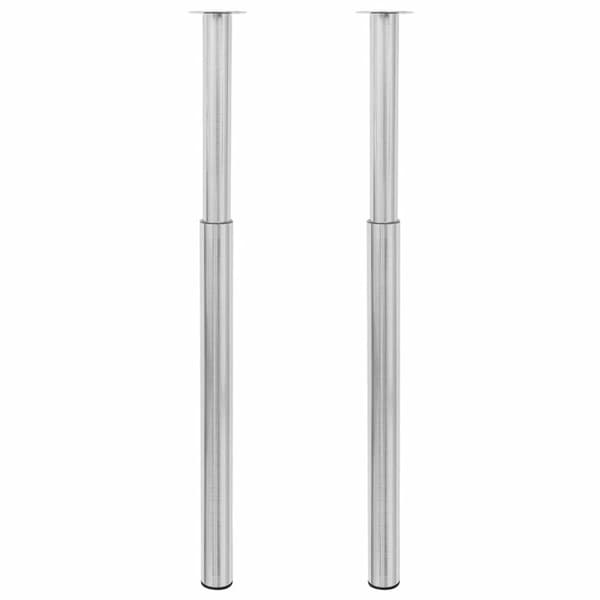 2 Teleskopiska bordsben i rostfritt stål 710 mm-1100 mm