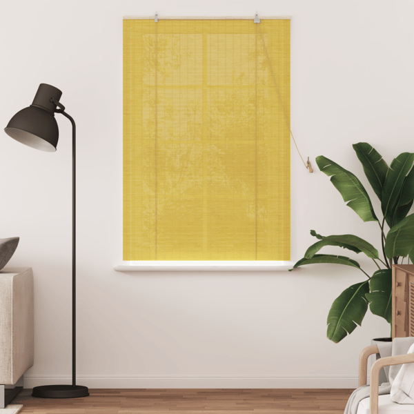 Rullgardin med gardiner Gul 100 x 160 cm Bambu