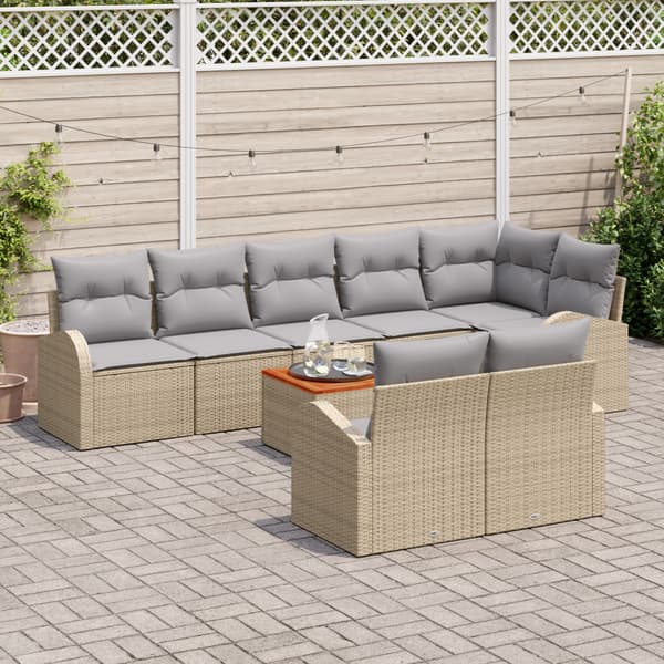 Trädgårdsoffset 9 pcs Beige och Ljusgrå konstrotting