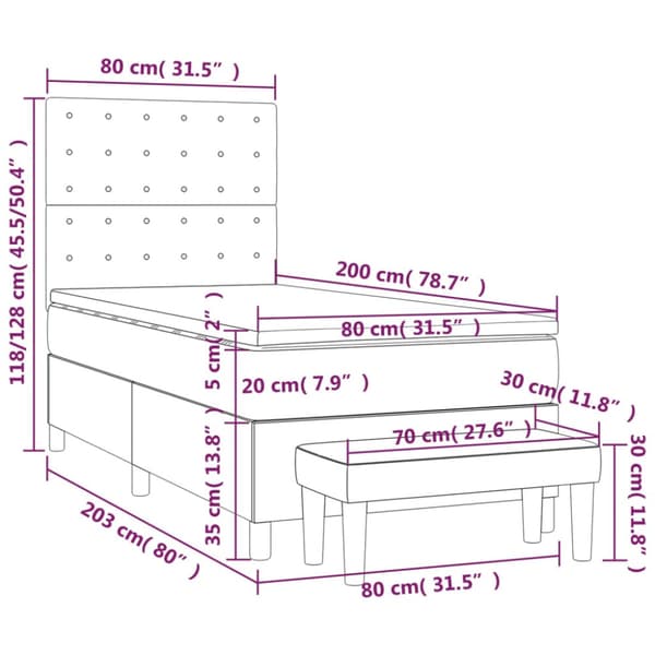 Ramsäng med madrass blå 80x200 cm tyg